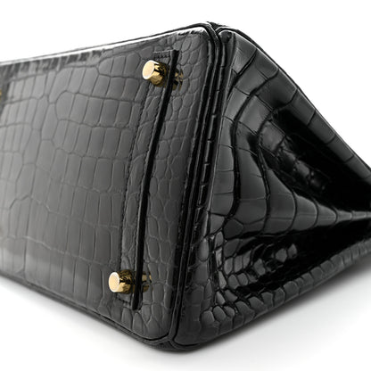 Hermes Shiny Porosus Crocodile Birkin 30 Black 10 of 11