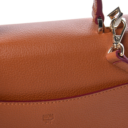 MCM Visetos Small Patricia Satchel Cognac White 9 of 12