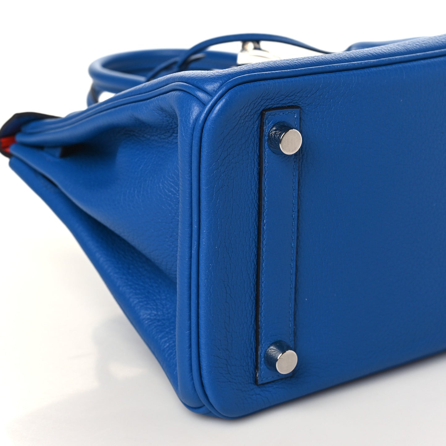 Taurillon Novillo Verso Birkin 25 Bleu Zellige Capucine