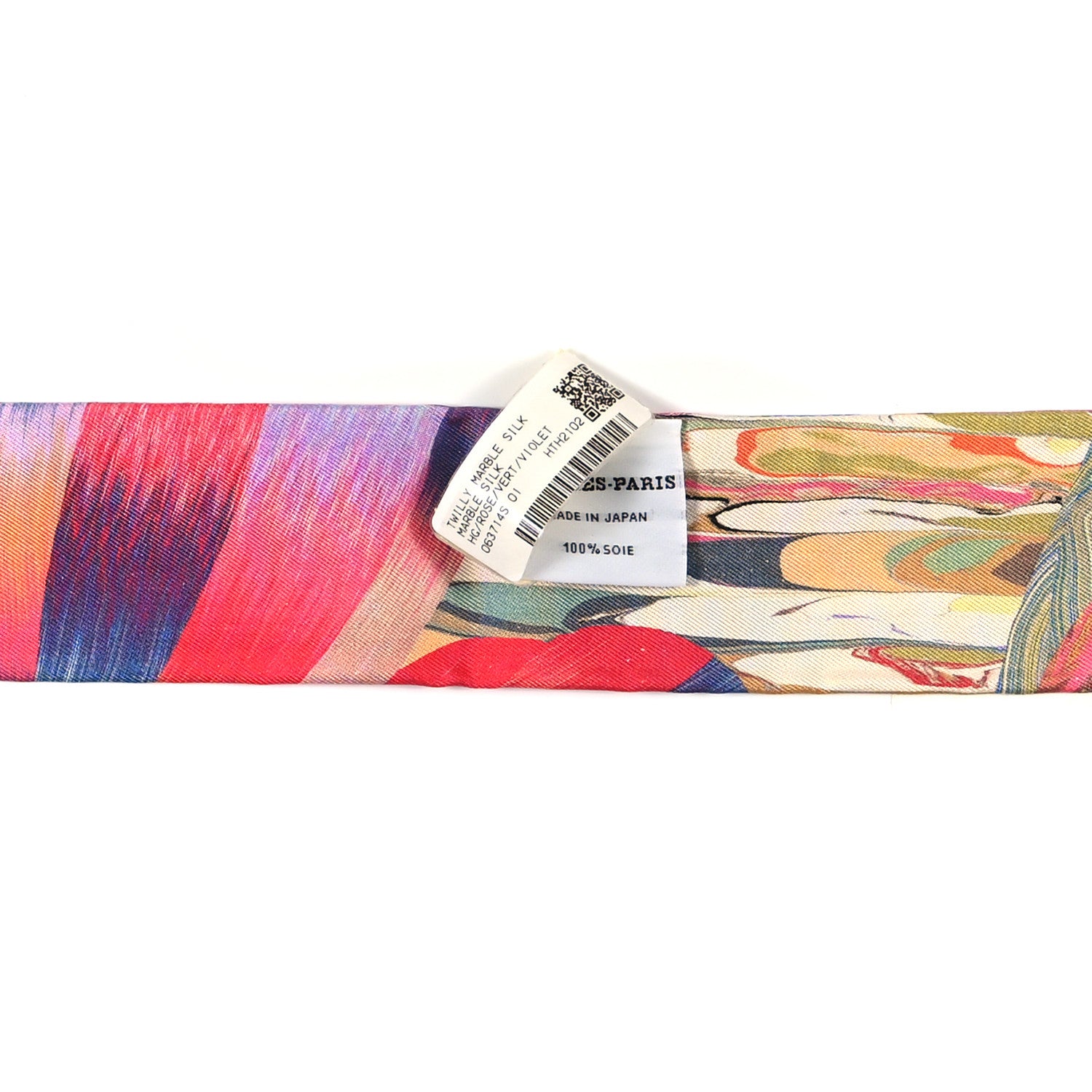 Hermes Silk Marble Silk Twilly Rose Vert Violet 2 of 4