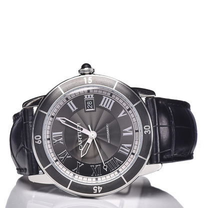 Cartier Stainless Steel Alligator 42mm Ronde Croisiere De Cartier Automatic Watch Black 3 of 9