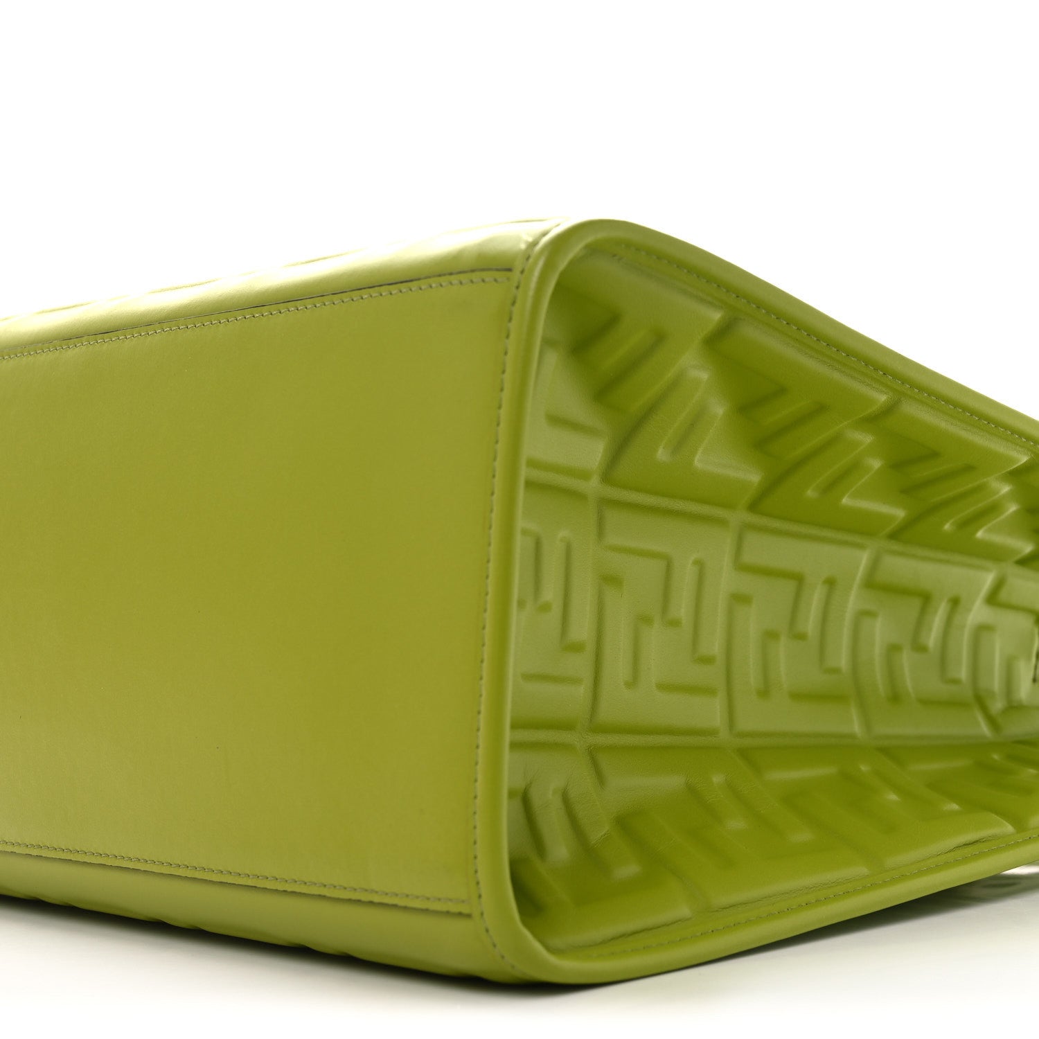 Fendi Vitello Plexiglass FF Embossed Medium Fendi Sunshine Shopper Tote Wasabi 9 of 9