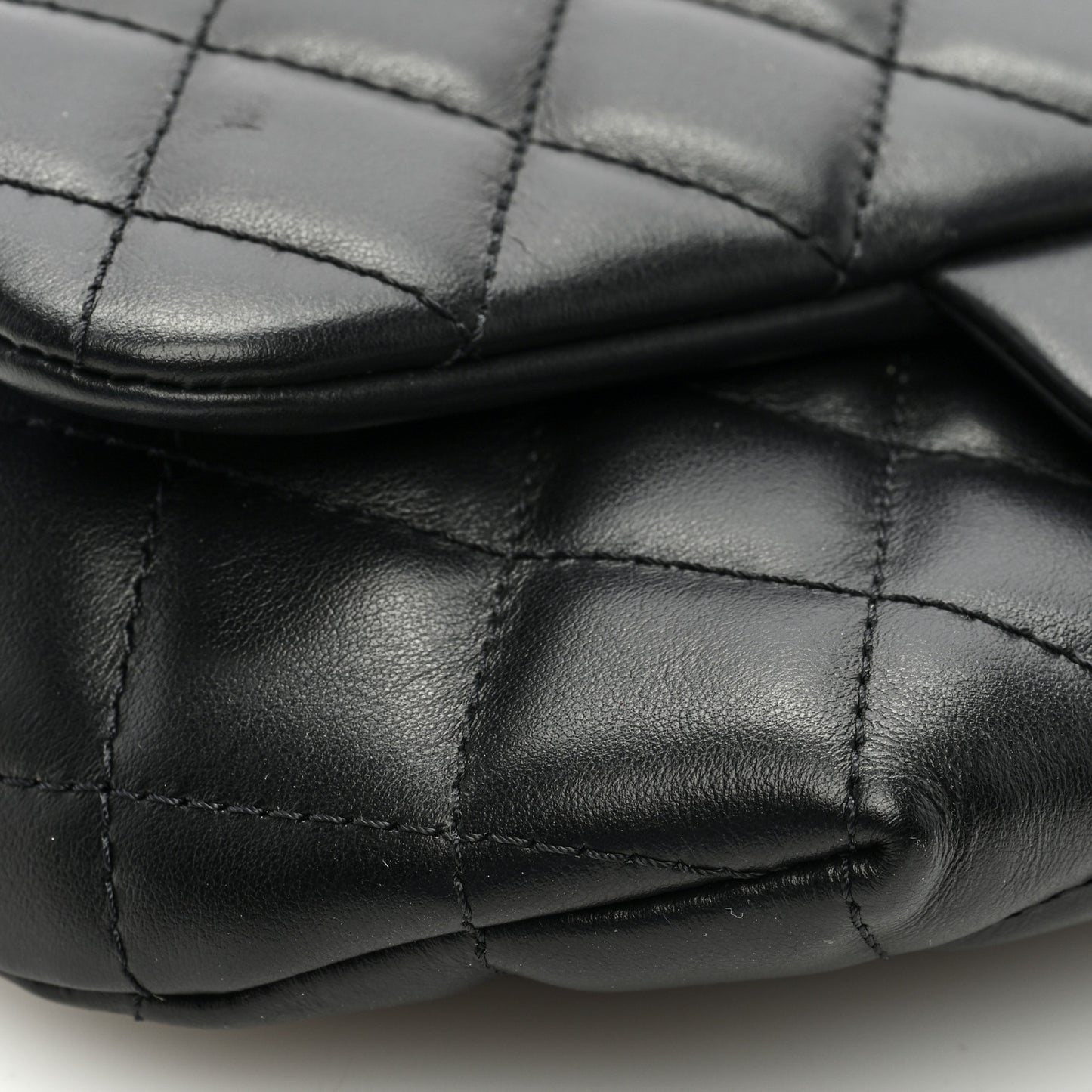 Calfskin Quilted CC Uniform Flap Belt Bag Black
