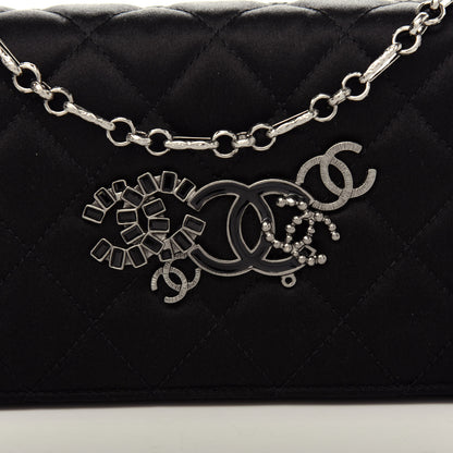 Chanel Satin Quilted CC Clutch With Chain Black 3 of 10