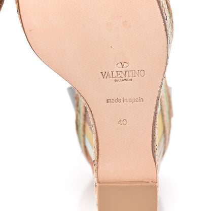 Valentino Garavani Calfskin Canvas Native Couture 1975 Espadrille Wedge Sandals 40 Sky Sorbet Multicolor 8 of 10
