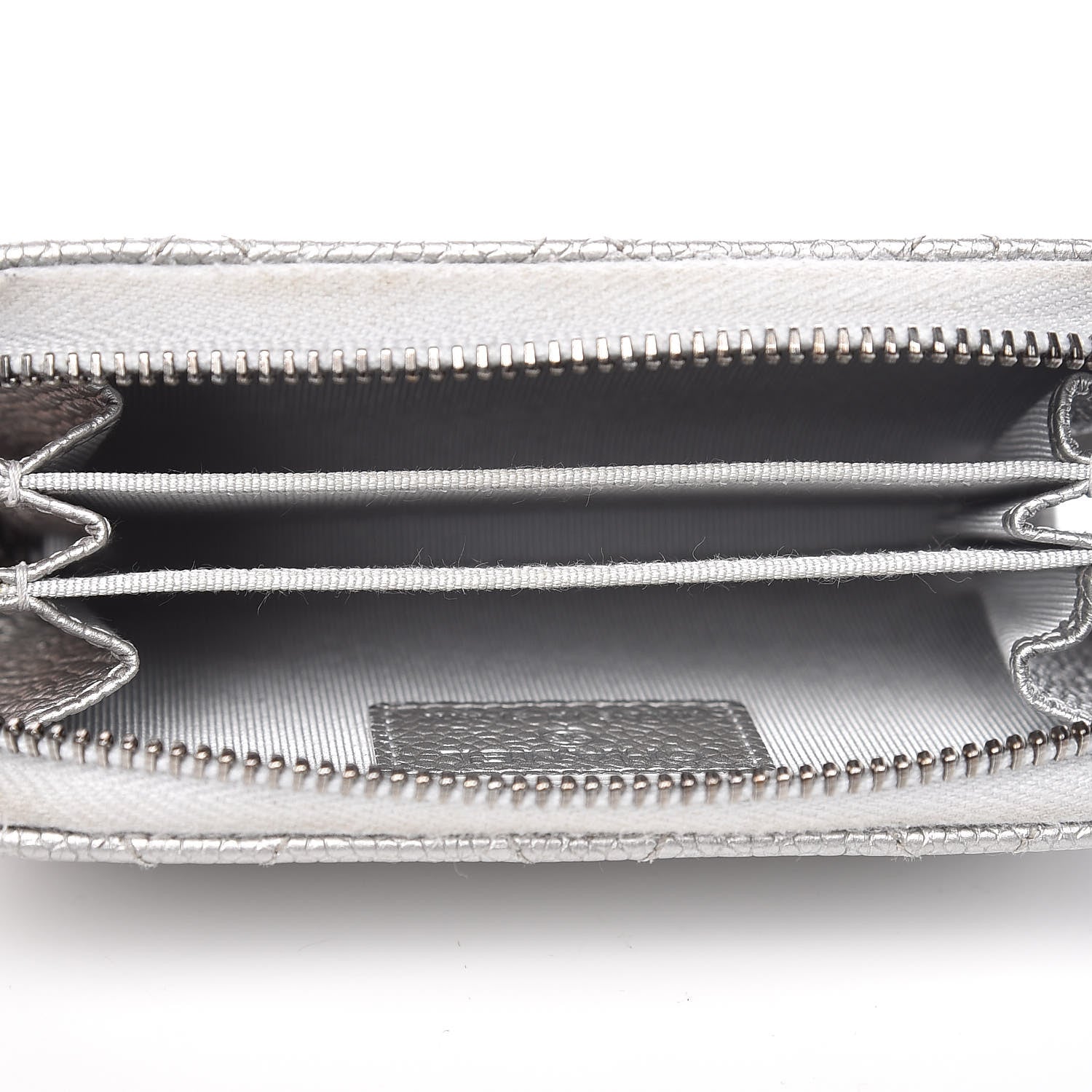 Chanel Metallic Caviar Quilted Zip Coin Purse Grey 5 of 11