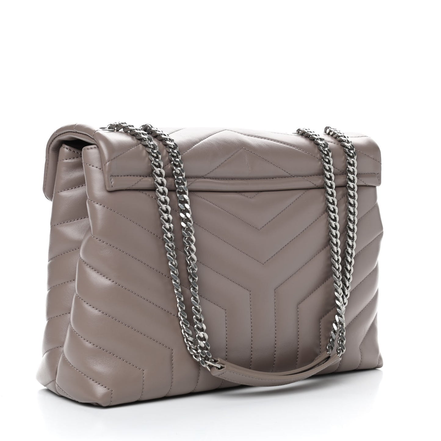 Calfskin Y Quilted Monogram Medium Loulou Chain Satchel Taupe