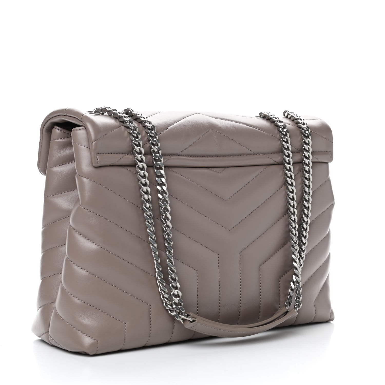 Saint Laurent Calfskin Y Quilted Monogram Medium Loulou Chain Satchel Taupe 2 of 4