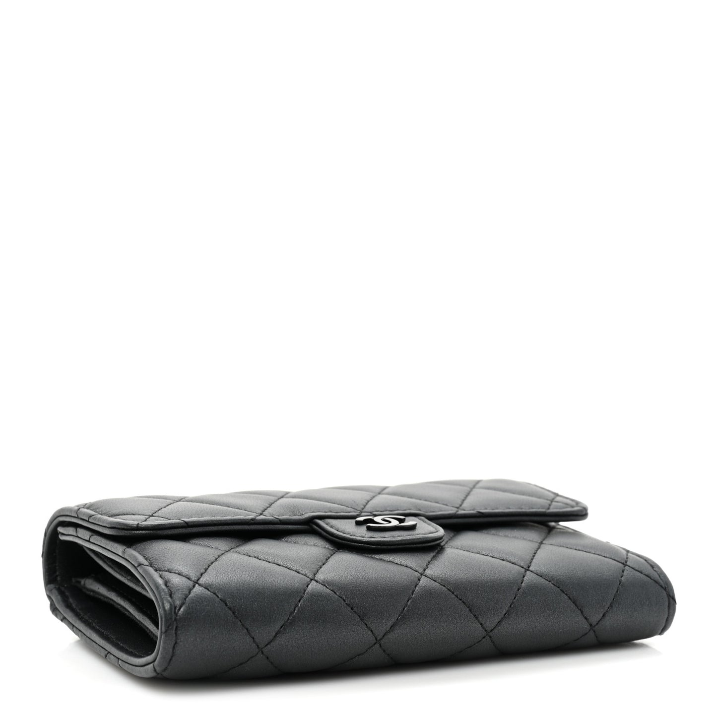 Lambskin Quilted Medium Flap Wallet So Black