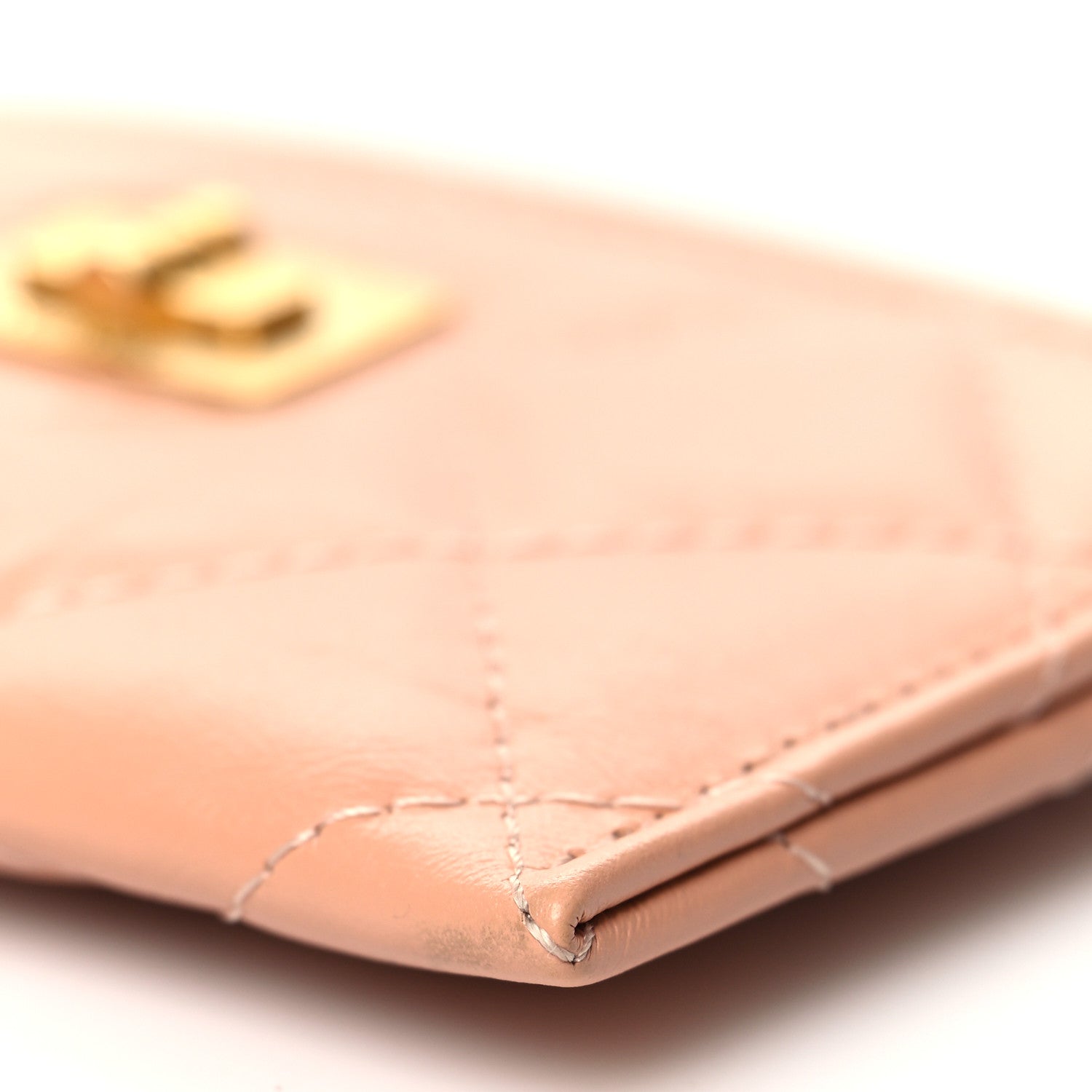 Chanel Aged Calfskin Quilted Reissue Card Holder Beige 11 of 13