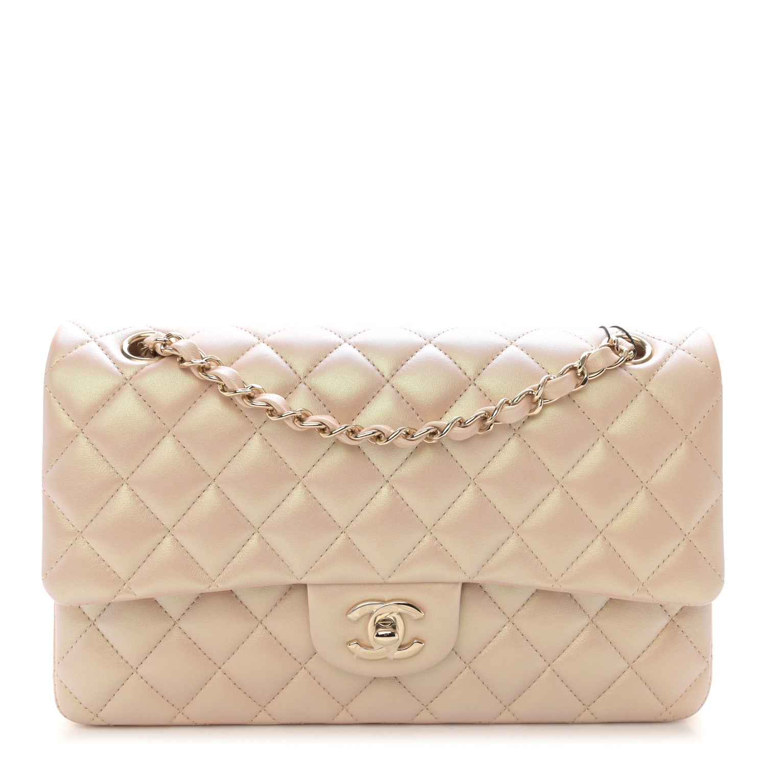 Chanel Iridescent Calfskin Quilted Medium Double Flap Beige 1 of 11