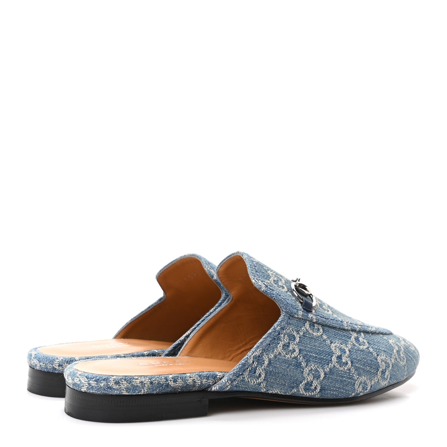 Gucci New Denim GG Malaga Kid Womens Princetown Slippers 37.5 Light Blue Royale 5 of 10