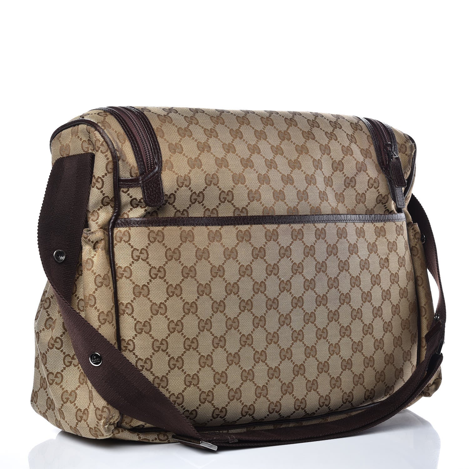 Gucci Monogram Natural Pigskin Large Diaper Bag Beige Ebony Cocoa Dark Chocolate 3 of 18