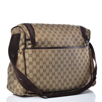 Gucci Monogram Natural Pigskin Large Diaper Bag Beige Ebony Cocoa Dark Chocolate 3 of 18