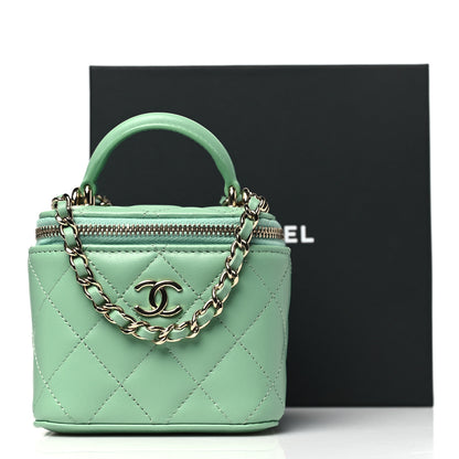Chanel Lambskin Quilted Top Handle Mini Vanity Case With Chain Green 11 of 11