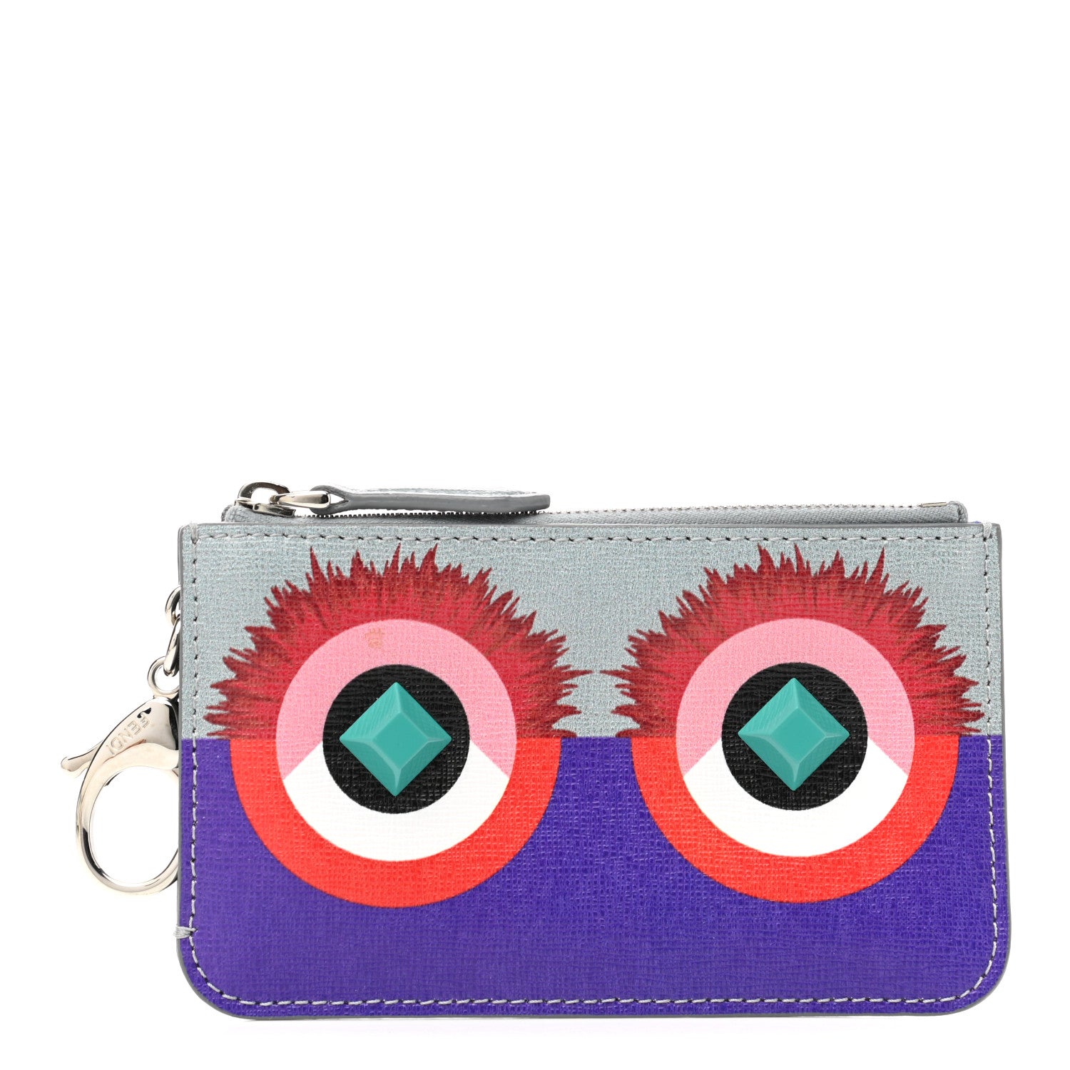 Fendi Vitello Elite Studded Hypnoteyes Coin Pouch Key Case Polvere Multicolor 1 of 7