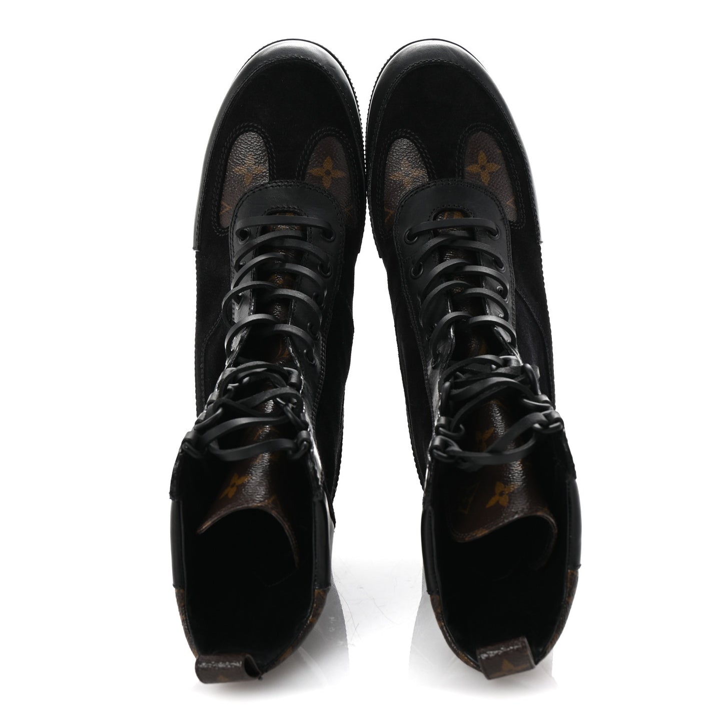 Suede Calfskin Monogram Laureate Platform Desert Boots 40 Black