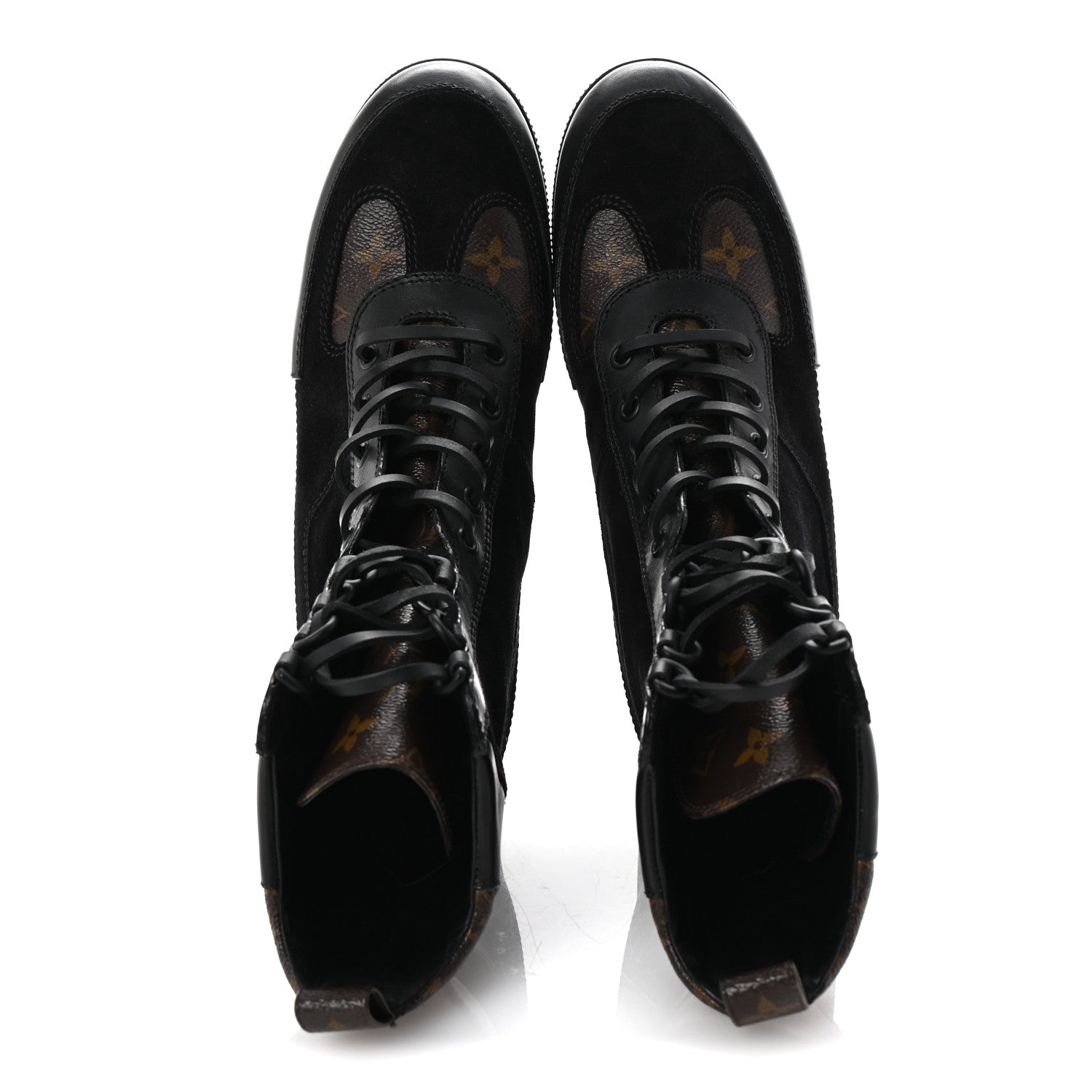 Louis Vuitton Suede Calfskin Monogram Laureate Platform Desert Boots 40 Black 2 of 9