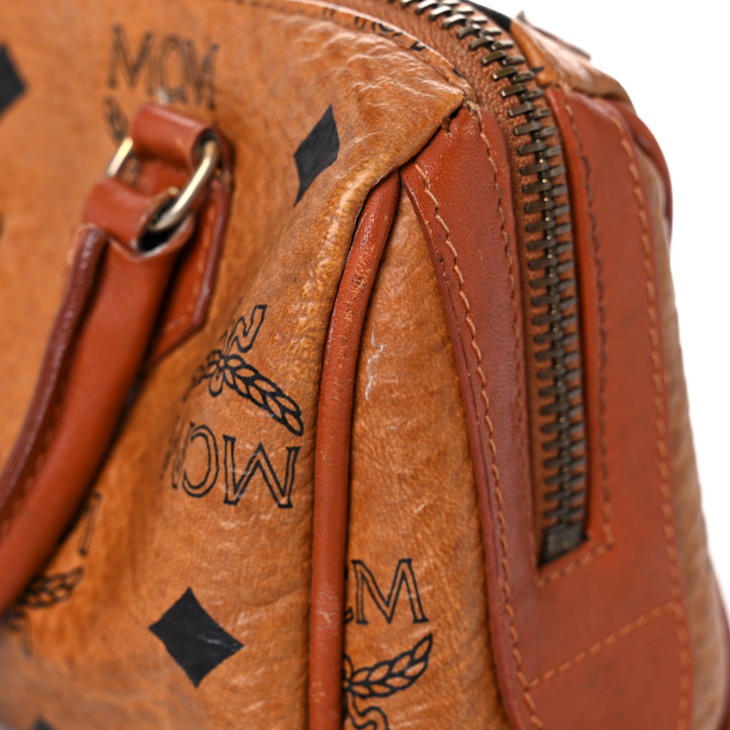 MCM Visetos Mini Boston Bag Cognac 18 of 28