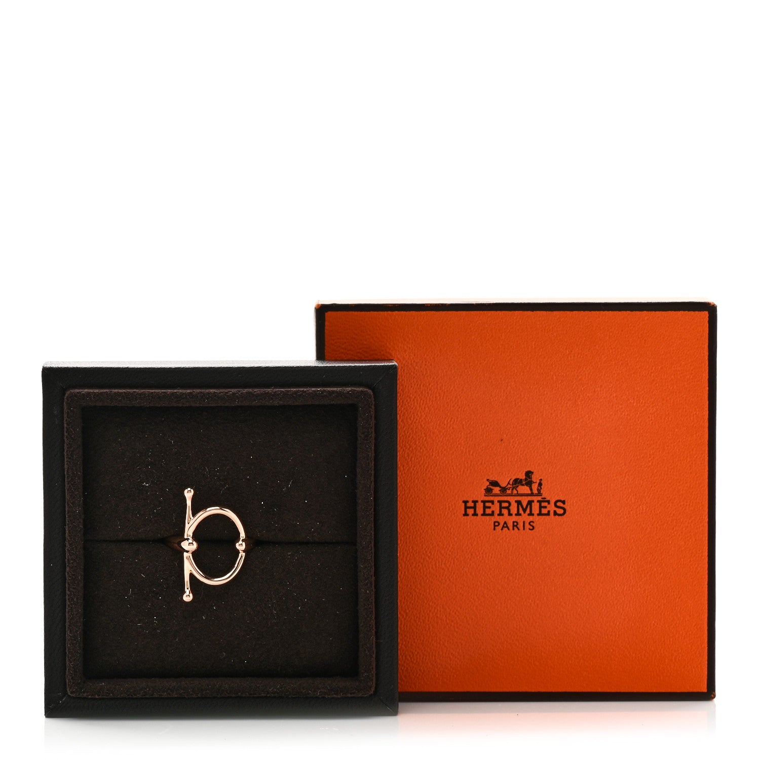 Hermes 18K Rose Gold PM Filet D'Or Ring 49 4.75 5 of 5