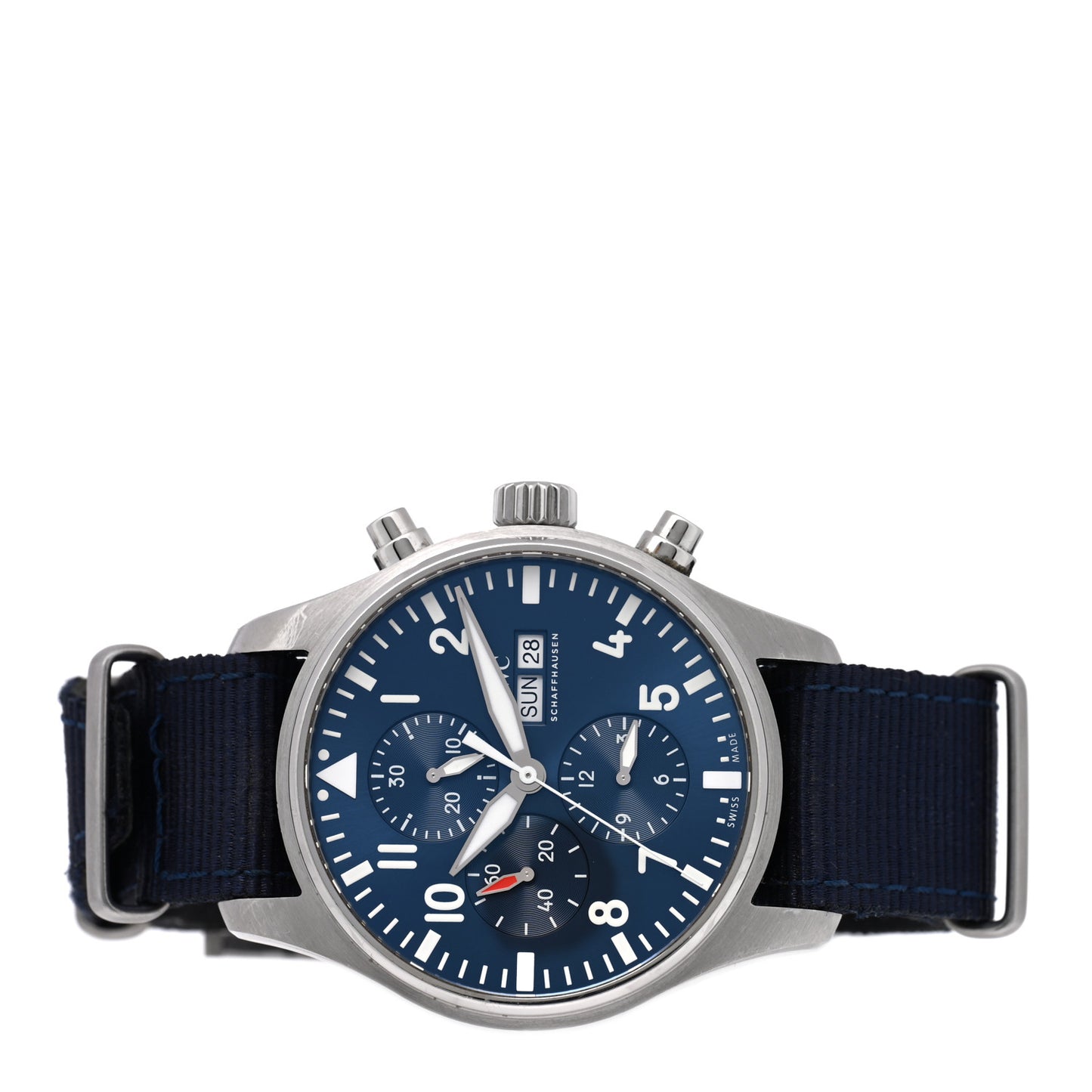Stainless Steel Fabric 43mm Pilot "Le Petit Prince" Chronograph Automatic Watch Blue IW377714