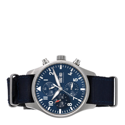 IWC Stainless Steel Fabric 43mm Pilot "Le Petit Prince" Chronograph Automatic Watch Blue IW377714 2 of 6