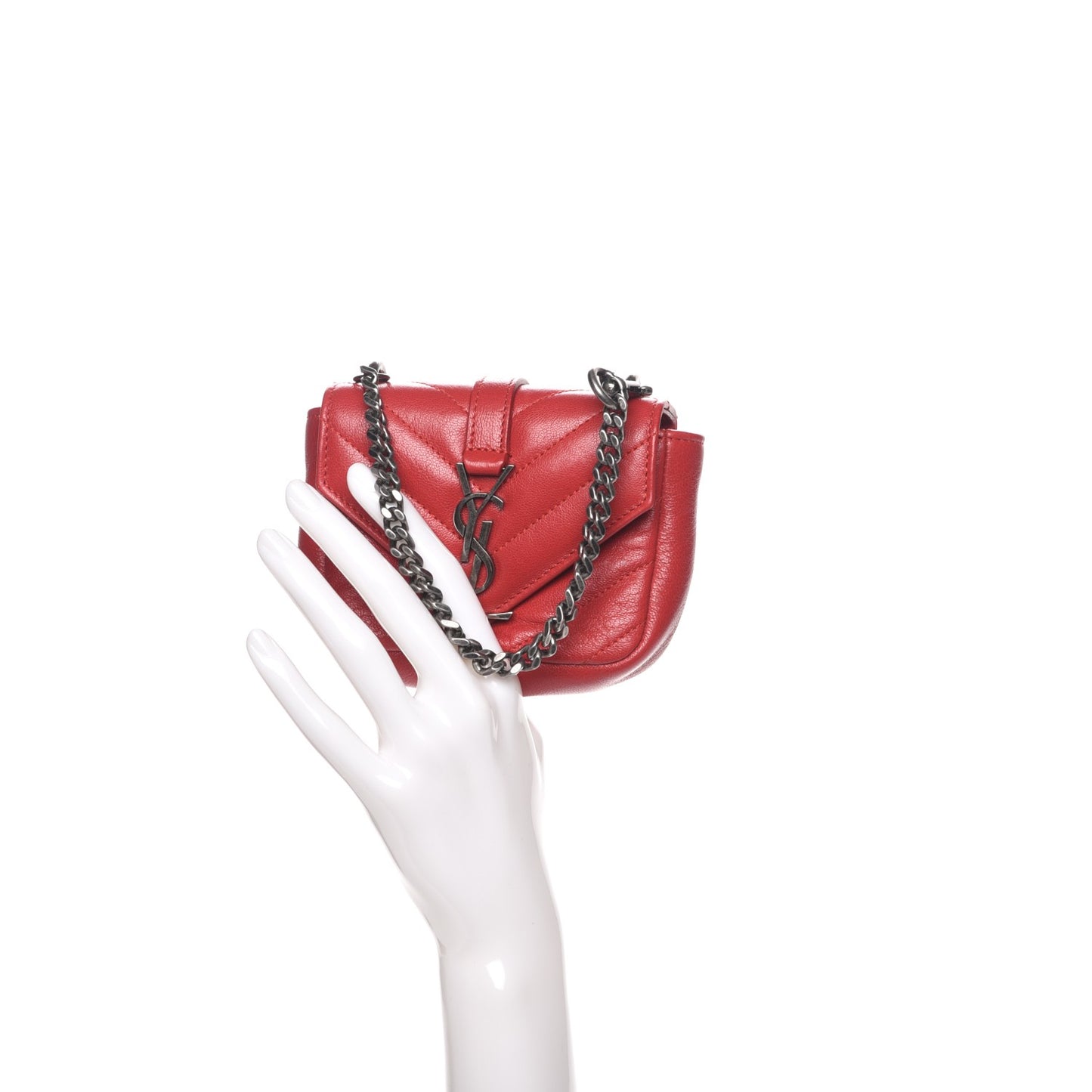 Sheepskin Matelasse Chevron Monogram Mini College Bag New Red