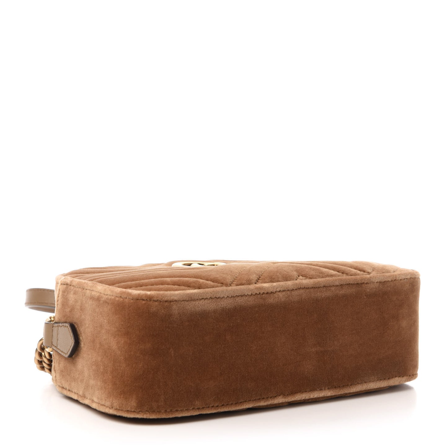 Velvet Matelasse Small GG Marmont Chain Shoulder Bag Taupe