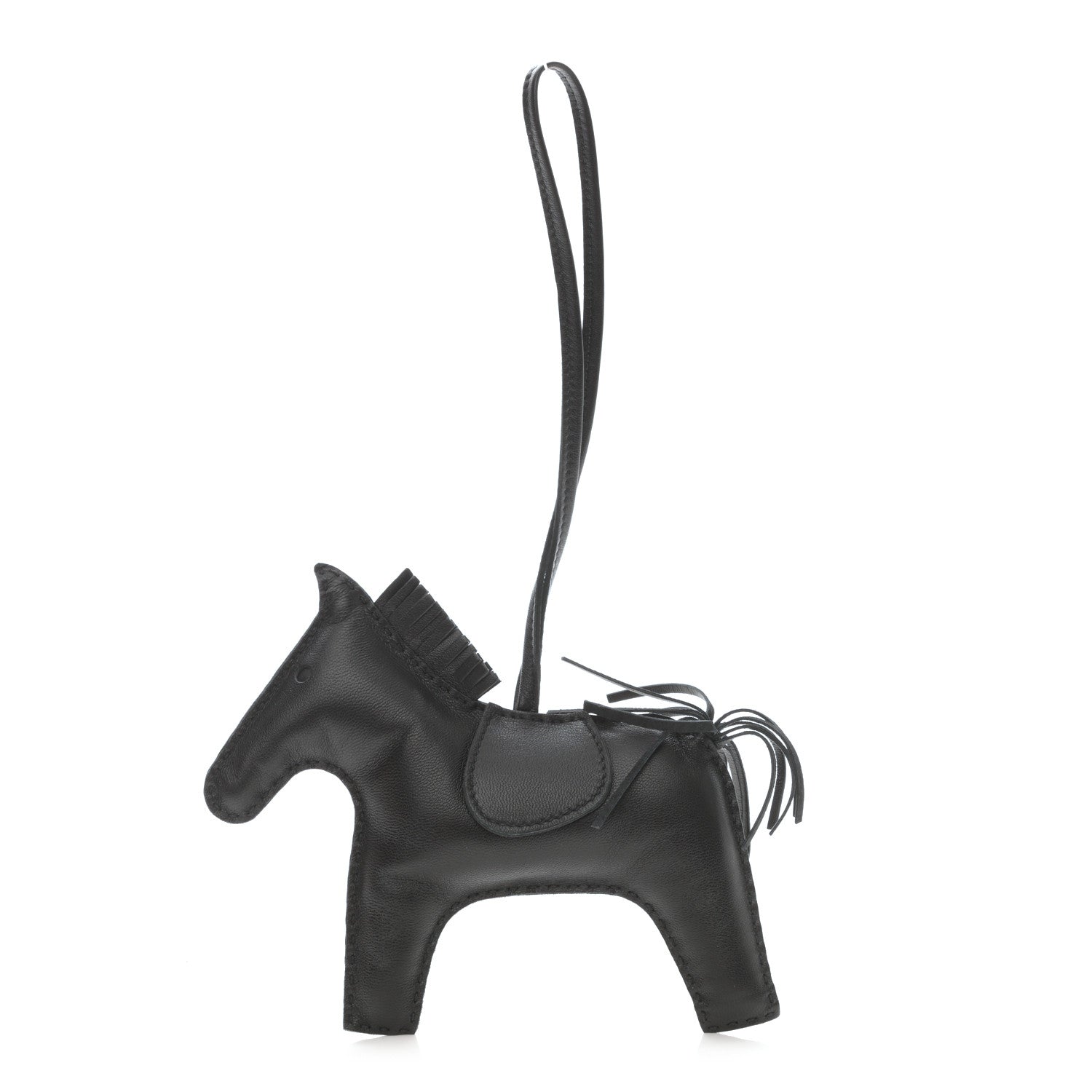 Hermes Milo Lambskin Grigri Rodeo Horse Bag Charm GM So Black 1 of 5