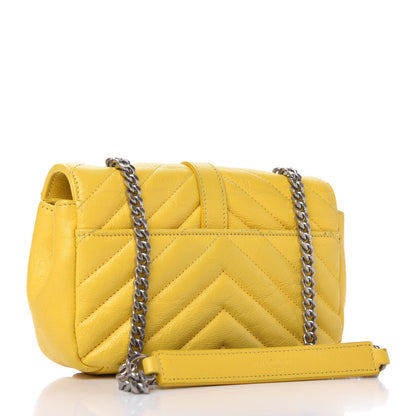 Saint Laurent Calfskin Matelasse Chevron Monogram Classic Baby Chain Bag Jaune 3 of 10