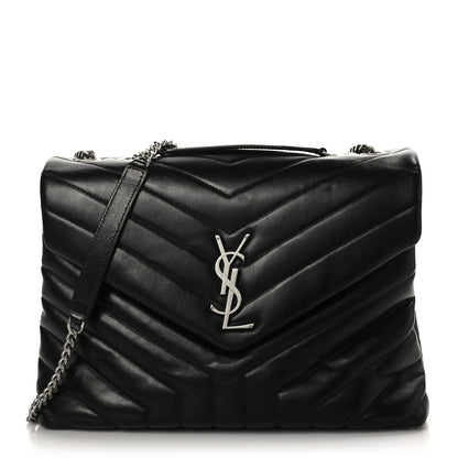 Saint Laurent Calfskin Y Quilted Monogram Medium Loulou Chain Satchel Black 1 of 9