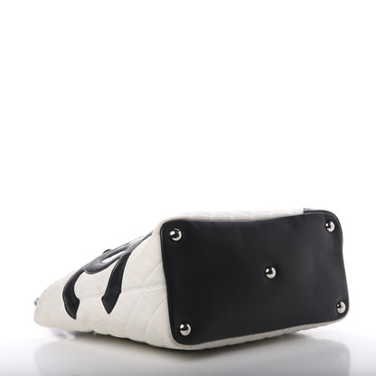 Chanel Calfskin Quilted Large Cambon Tote White Black 4 of 18