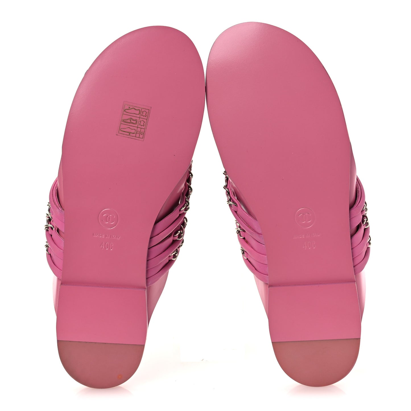Calfskin Chain CC Thong Flat Sandals 40 Pink 40 Pink
