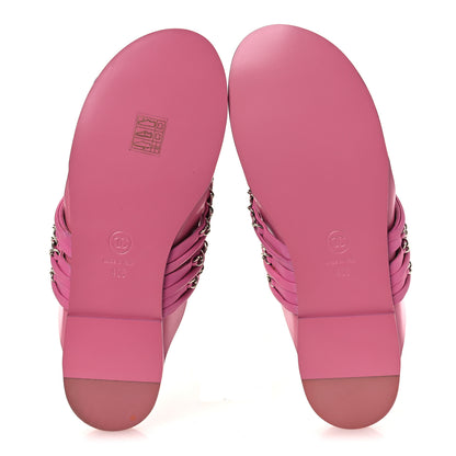 Chanel Calfskin Chain CC Thong Flat Sandals 40 Pink 40 Pink 7 of 12