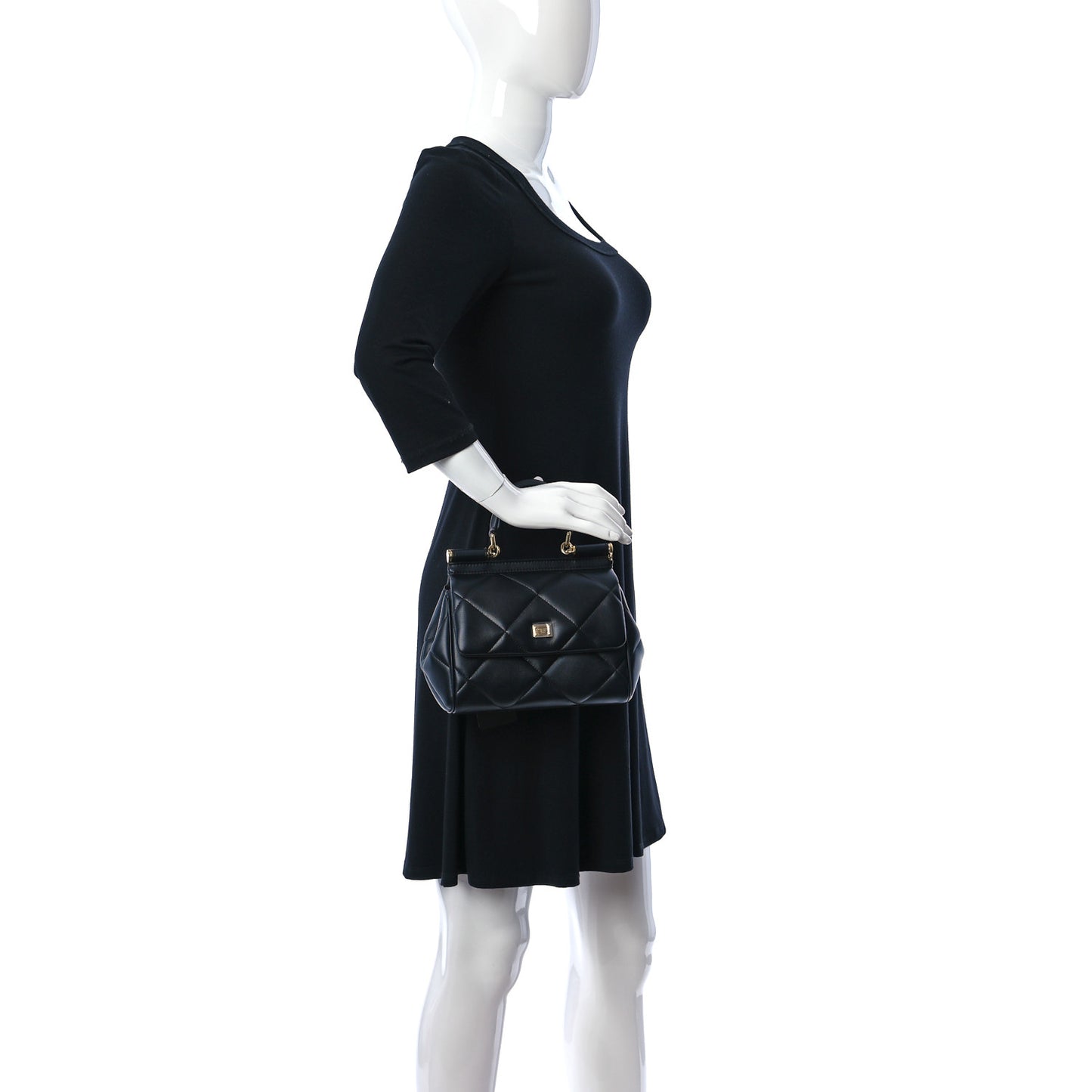 Calfskin Quilted Small Miss Sicily Satchel Black