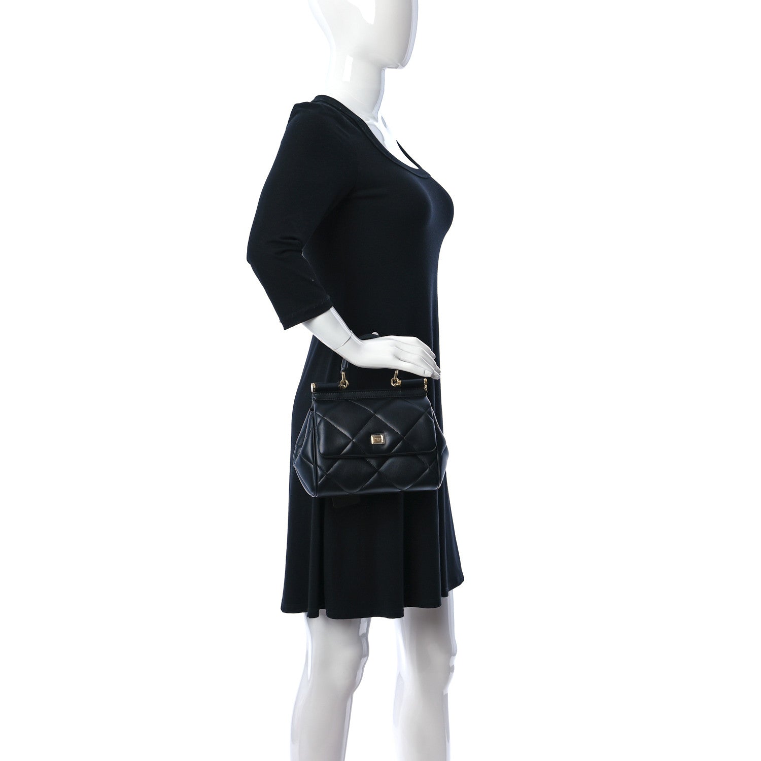 Dolce & Gabbana Calfskin Quilted Small Miss Sicily Satchel Black 2 of 9