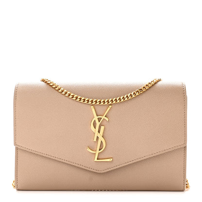 Saint Laurent Grain De Poudre Monogram Uptown Chain Wallet Dark Beige 1 of 10