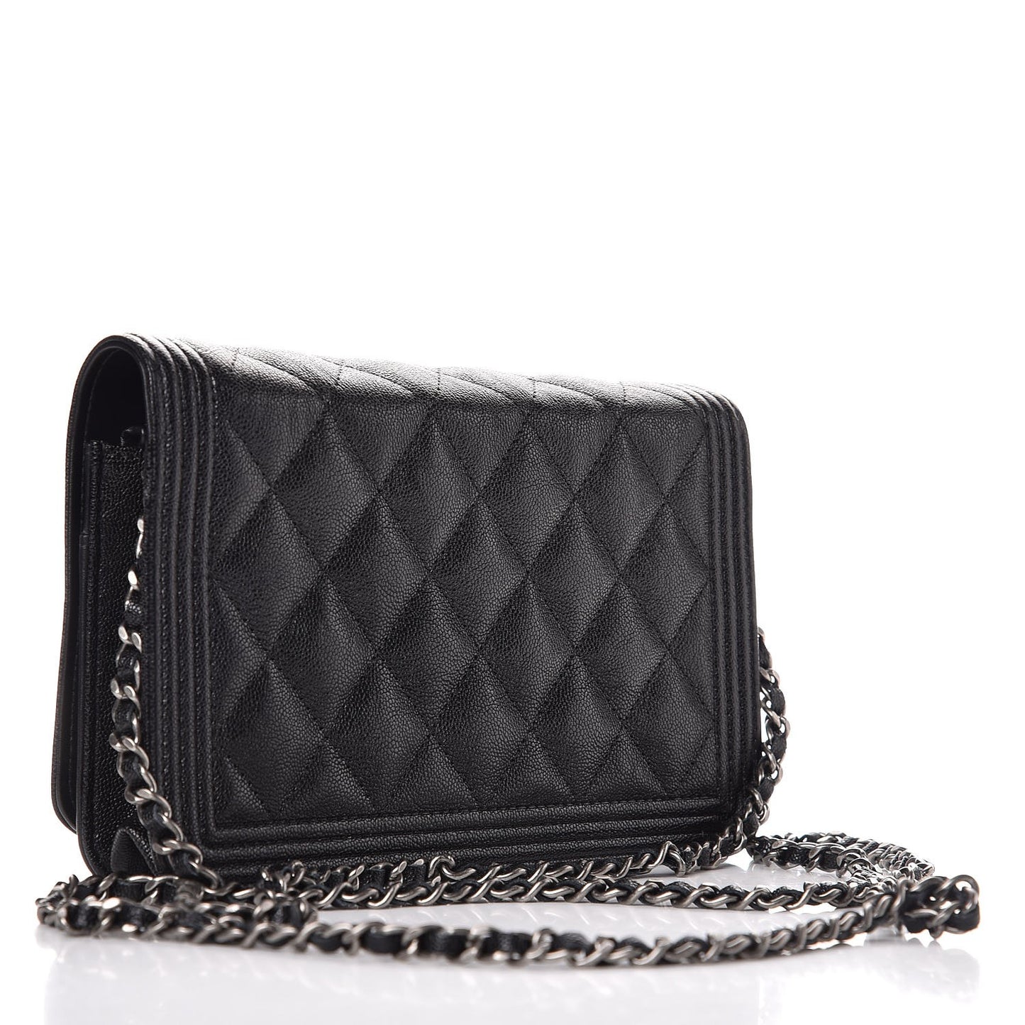Caviar Quilted Boy Wallet On Chain WOC Black