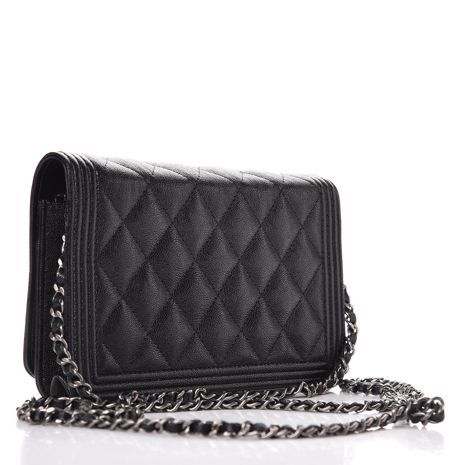 Chanel Caviar Quilted Boy Wallet On Chain WOC Black 3 of 9