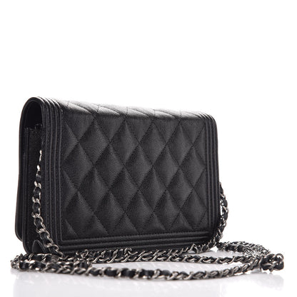 Chanel Caviar Quilted Boy Wallet On Chain WOC Black 3 of 9