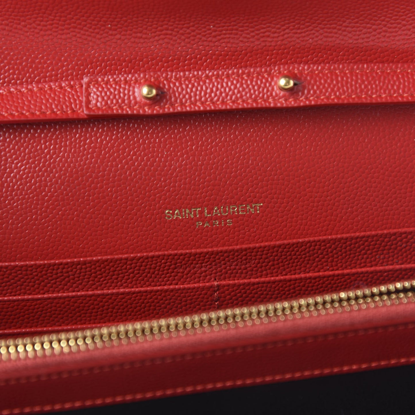 Grain De Poudre Matelasse Chevron Monogram Chain Wallet Red