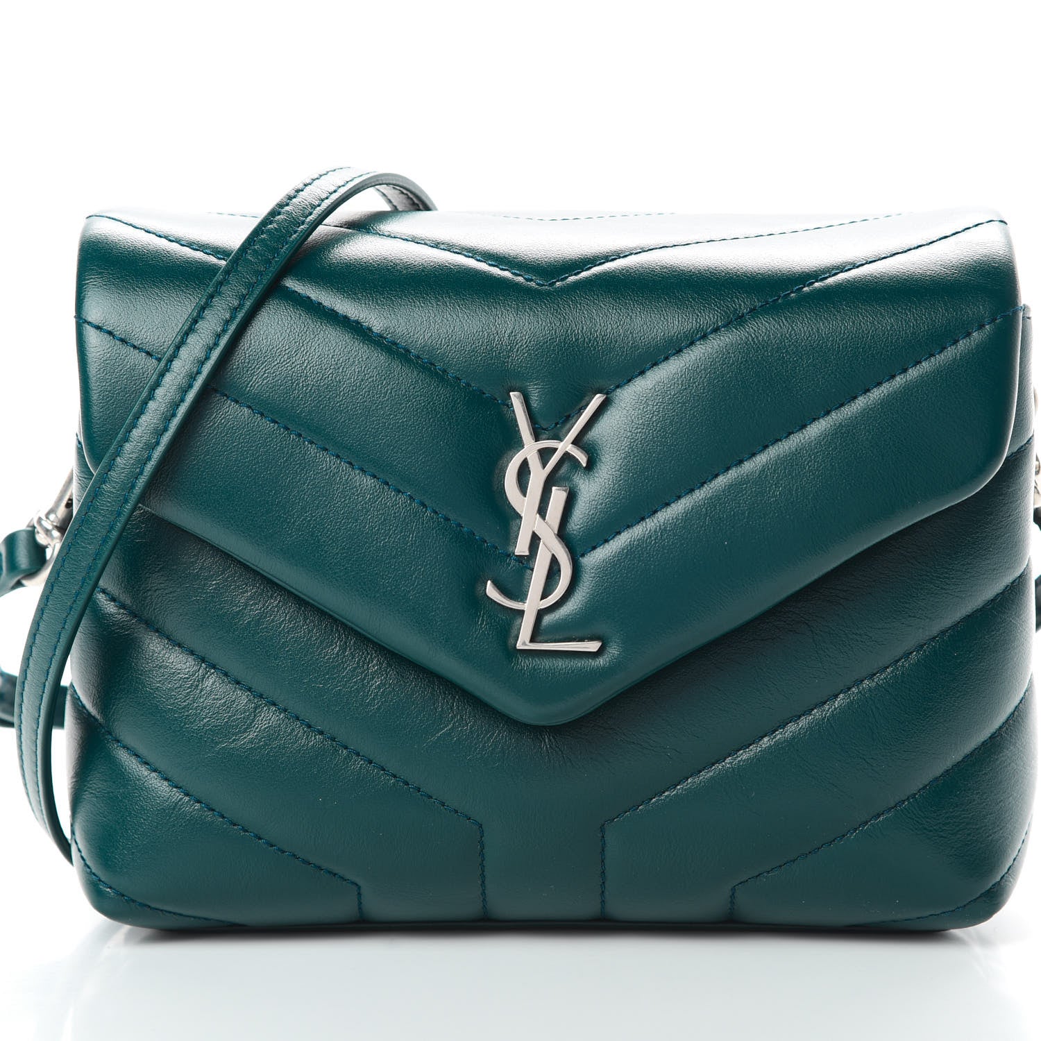 Saint Laurent Calfskin Y Quilted Monogram Toy Loulou Satchel Dark Turquoise 8 of 13