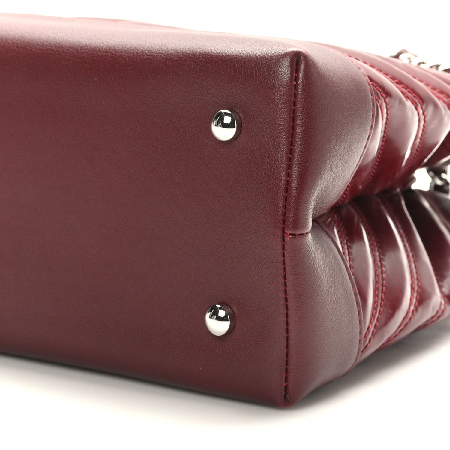 Chanel Patent Chevron Shopper Tote Burgundy 9 of 10
