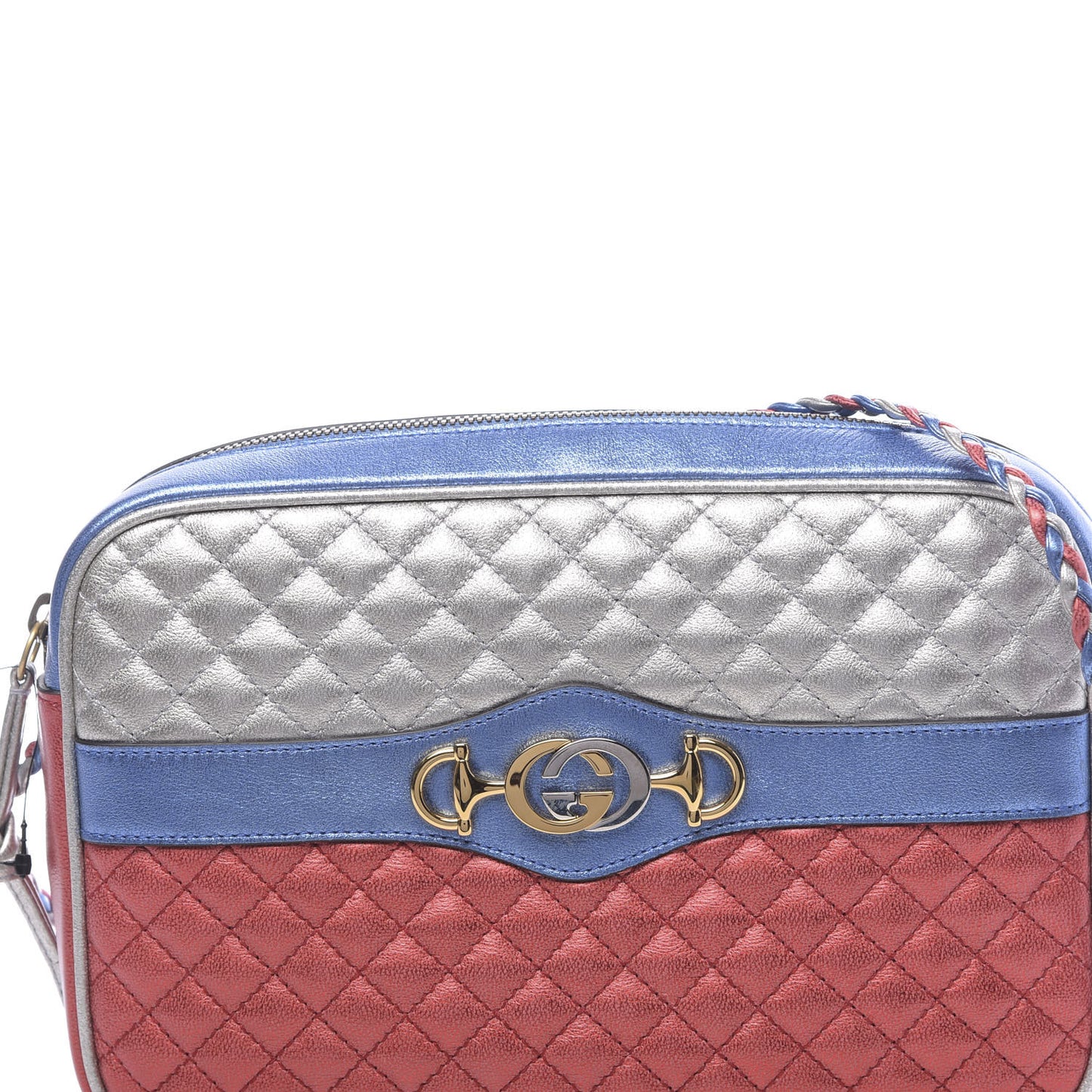 Laminated Nappa Trapuntata Small Zumi Shoulder Bag Rosso Marine Argento
