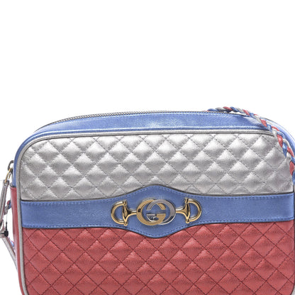 Gucci Laminated Nappa Trapuntata Small Zumi Shoulder Bag Rosso Marine Argento 8 of 10