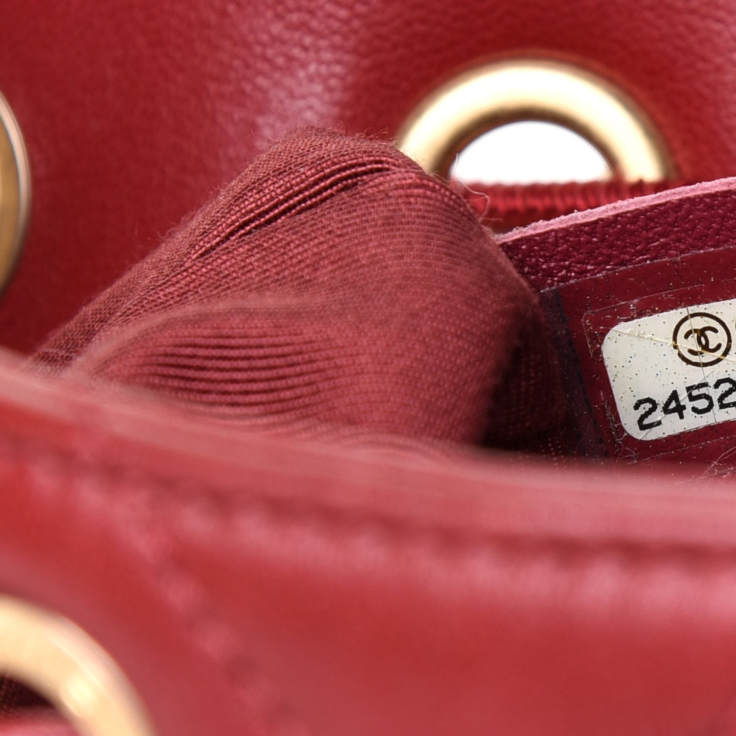 Chanel Sheepskin Chevron Quilted Small Drawstring Bag Dark Red 8 of 12