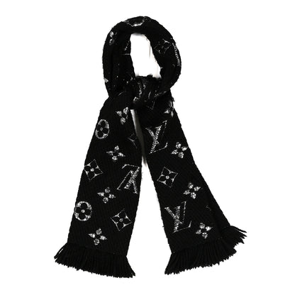Louis Vuitton Wool Silk Logomania Shine Scarf Black 1 of 4