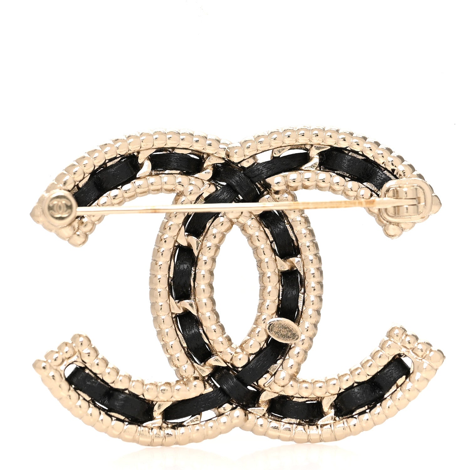 Chanel Lambskin Crystal CC Chain Brooch Black Gold 2 of 3