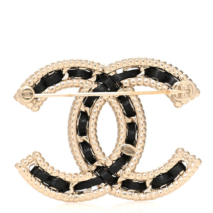 Chanel Lambskin Crystal CC Chain Brooch Black Gold 2 of 3