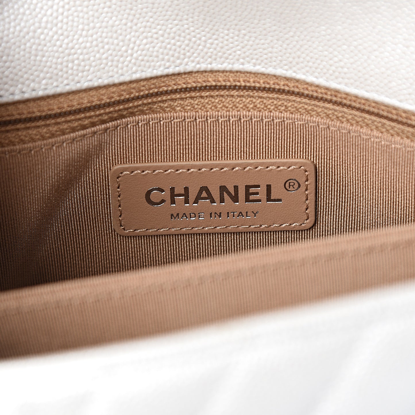 Iridescent Caviar Chevron Quilted Mini Coco Handle Flap White